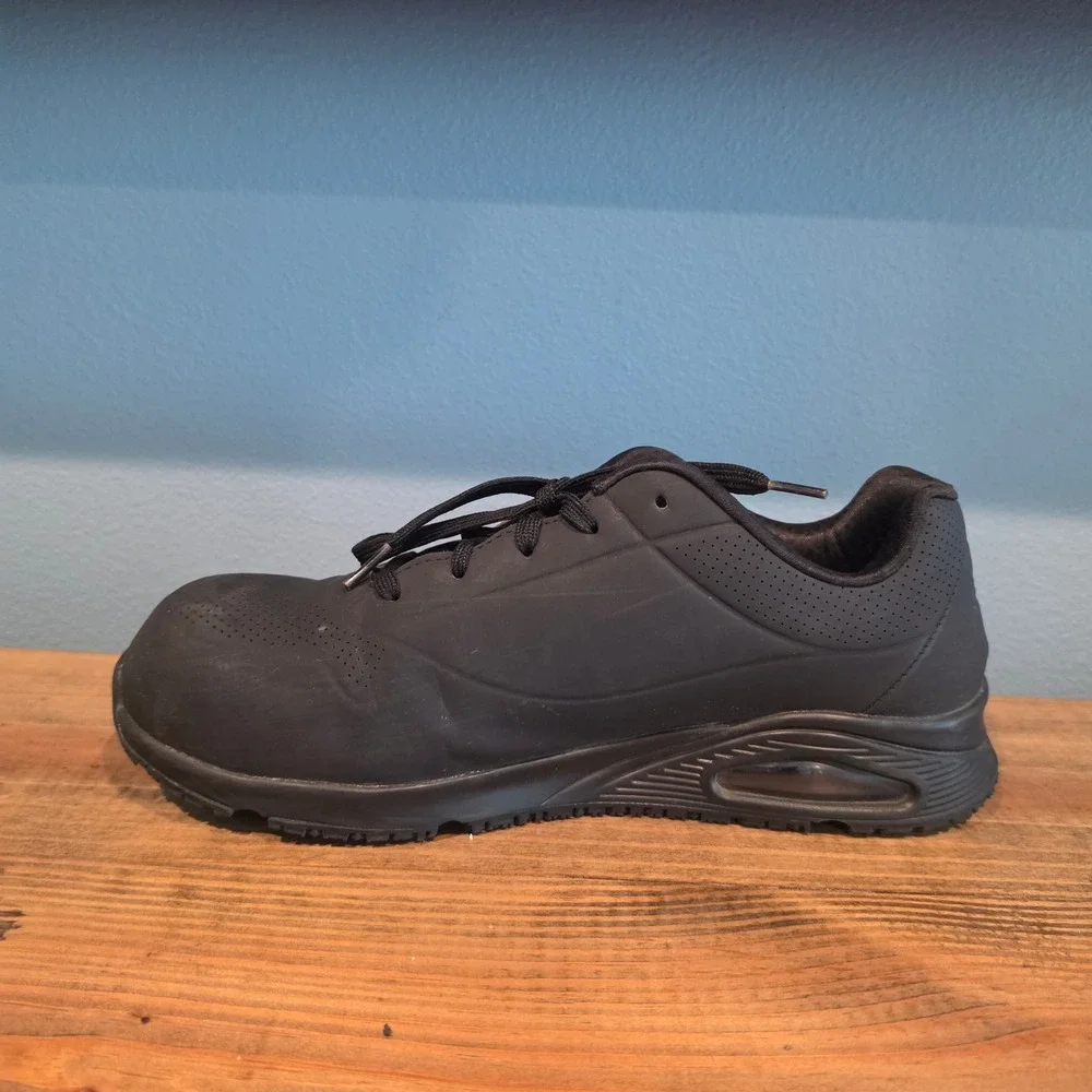 Skechers Mens Work‎ Uno Doltin Composite Toe Slip Resistant Black Sneakers 11.5